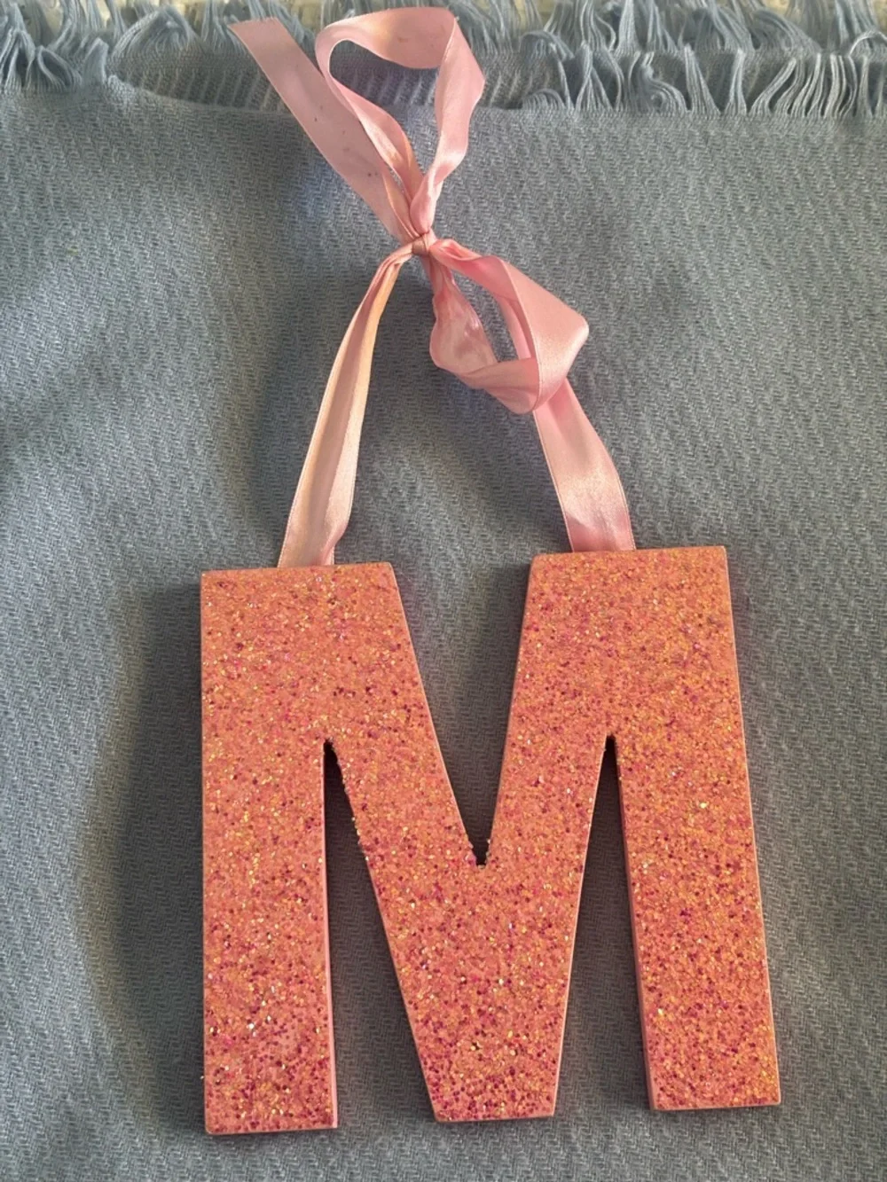 IKEA Pink Glitter Letter M Wall Hanging like new